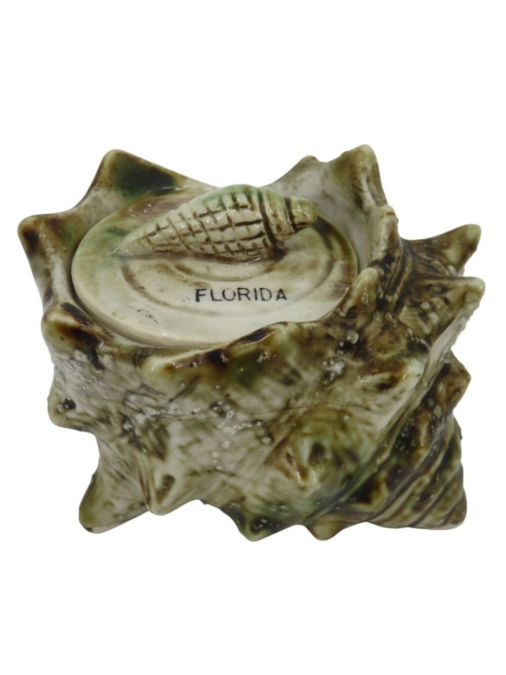 VTG Florida Sugar Bowl Ceramic Conch Shell Souvenir Ocean Seaside Seashell Retro